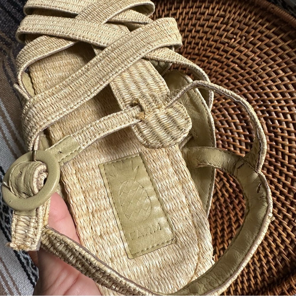 FARM RIO Raffia Woven Tan Vegan Zig Zag Boho Fisherman Sandal Size 12 - Picture 9 of 13